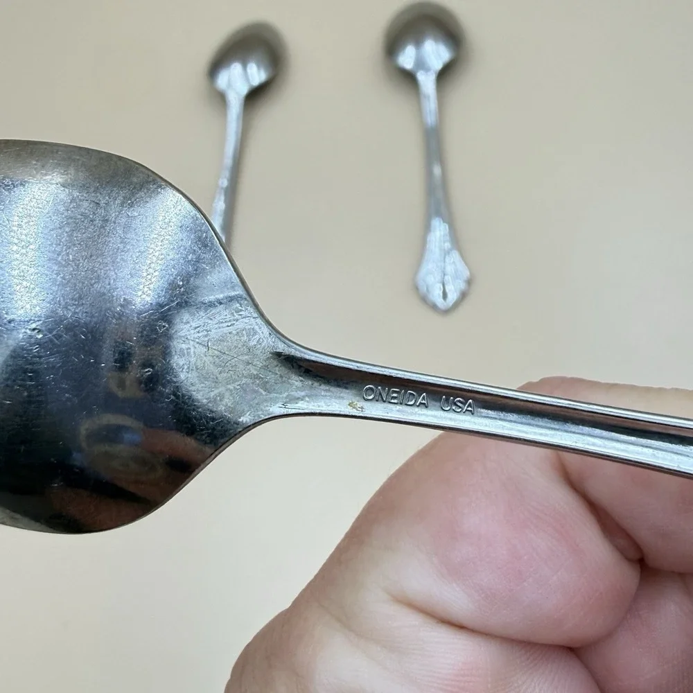 Oneida Bancroft Stainless Flatware Spoon Lot - 3 Oval Soup Spoons Vintage